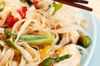 Китайская лапша с курицей и овощами